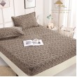 Husă de pat, 2 persoane, cocolino, Tricotaj, 3 piese, cu elastic, 180x200cm, maro , HPC503